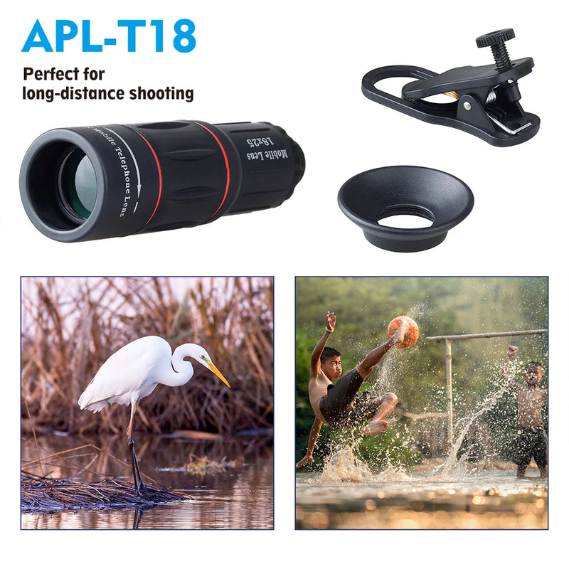 Lente Óptica APEXEL para Celular - Monocular Zoom HD