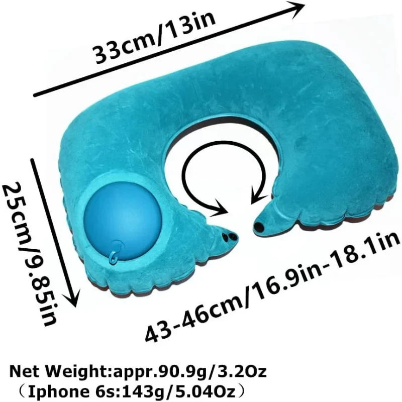 Travesseiro de pescoço de viagem em formato de U (em formato de U, superleve, portátil e inflável)