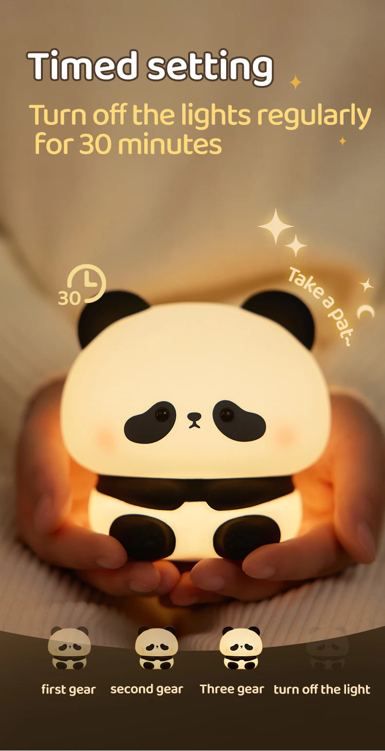 Luz noturna LED Panda de silicone recarregável