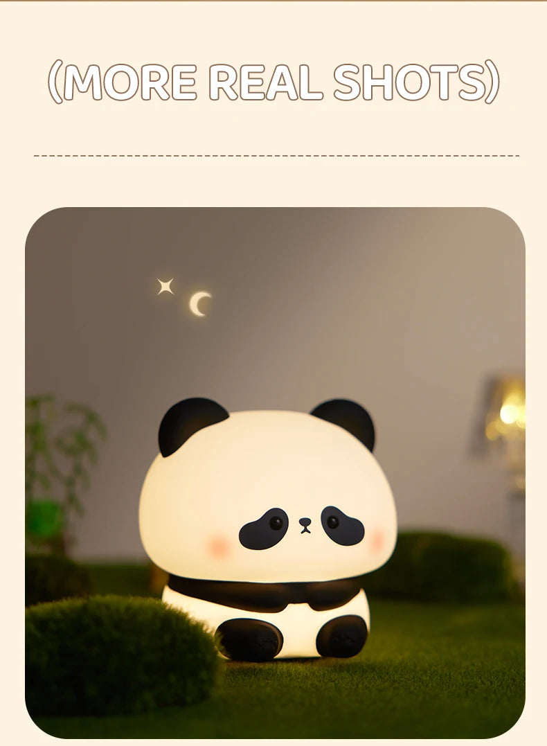 Luz noturna LED Panda de silicone recarregável