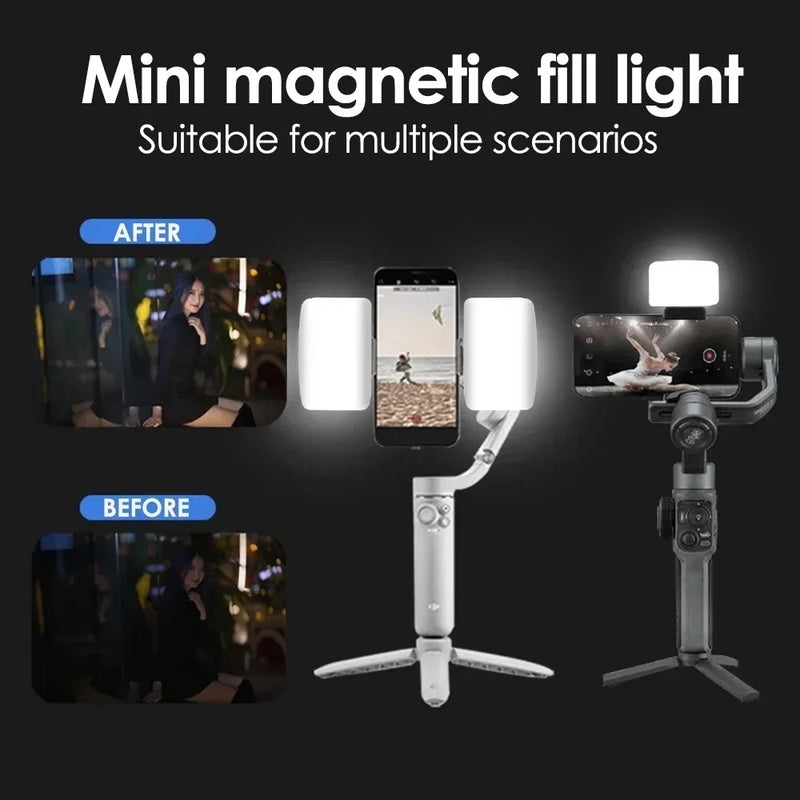 Mini luz de preenchimento LED recarregável para fotografia