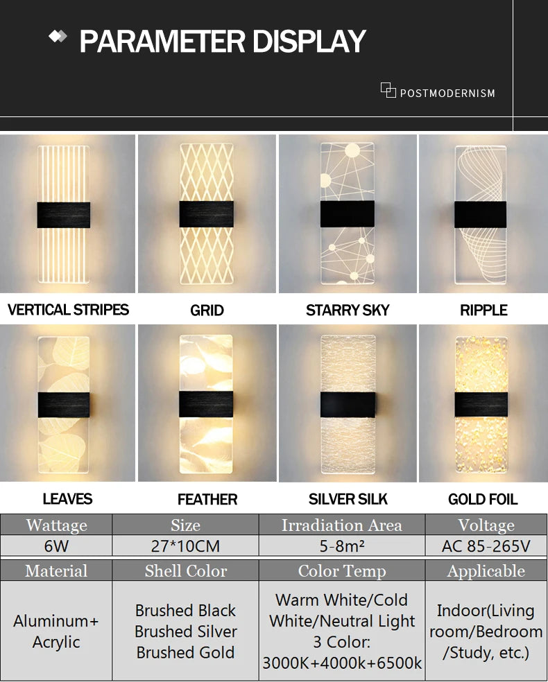 Luminárias de parede LED modernas (para sacada, corredor, luzes de cabeceira, quartos, banheiros, escritórios etc.)