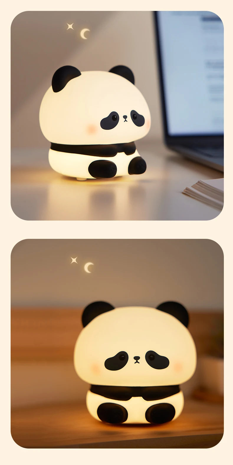 Luz noturna LED Panda de silicone recarregável