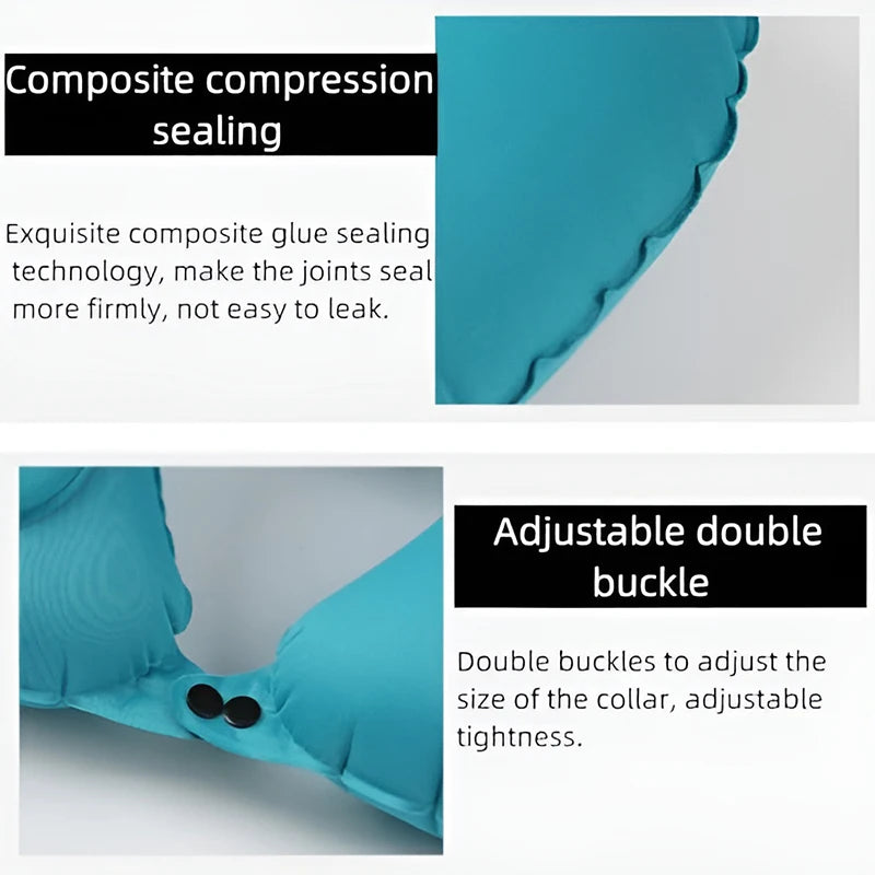 Travesseiro de pescoço de viagem em formato de U (em formato de U, superleve, portátil e inflável)